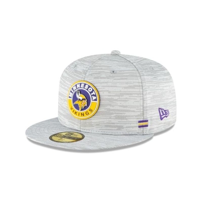 Grey Minnesota Vikings Hat - New Era NFL Official NFL Fall Sideline 59FIFTY Fitted Caps USA1346029